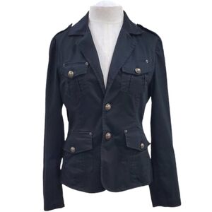 The Limited blazer jacket womens medium black military brass buttons fitted